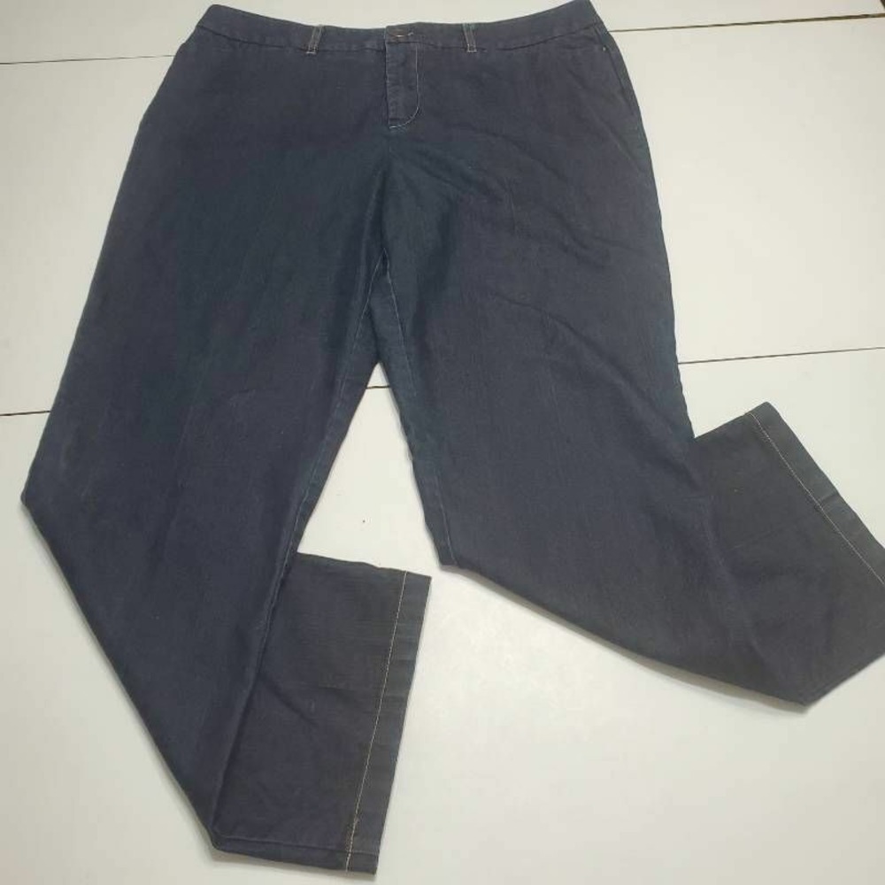 Khakis Womens Denim Straight Leg Pants Blue Pockets Stretch Cotton Petites 14P